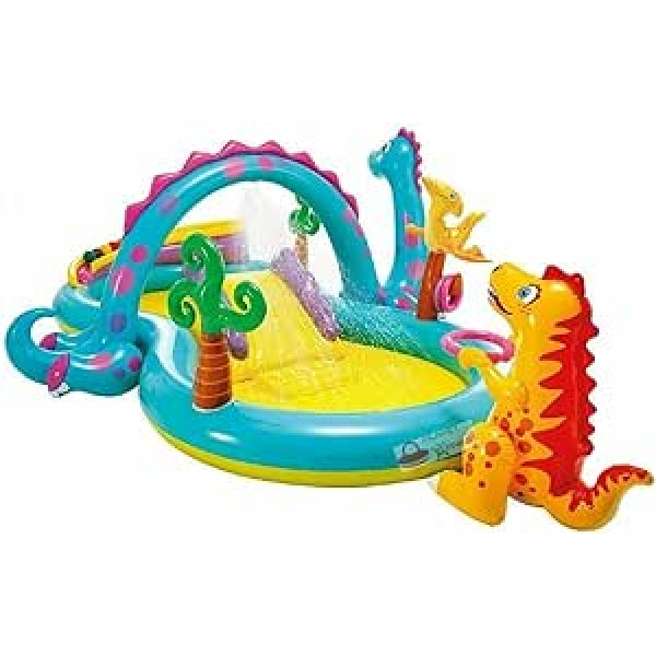 Intex Dinoland Play Center Aufblasbares Wasserspielzentrum, verschiedene Modelle (mit und ohne Vulkan), Mehrfarbig, 333x229x112 cm, 280 litri