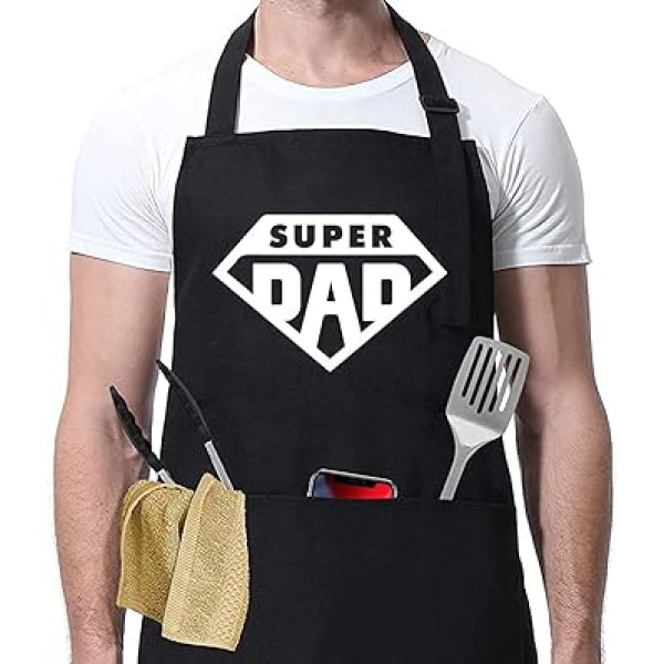 Super Dad Apron Father's Day BBQ Gift Dad Cooking BBQ BBQ, black