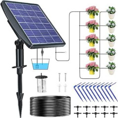 Biling saules apūdeņošanas sistēma, automātiska pilienu laistīšana, ar pretsifonu, Solar Gardena apūdeņošanas sistēma 10-15 podiem, tomātu māja, balkons, siltumnīca, paaugstinātas gultas apūdeņošana