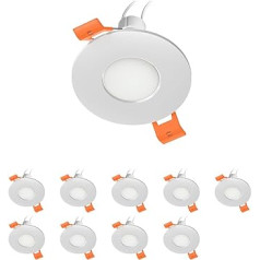 ledscom.de ERID Bathroom Ceiling Mounting Ring, Wet Room, Bathroom, IP44, Round, Matte White, PAR16 LED 6.826 W, 630 lm, Warm White, 103°, Pack of 10