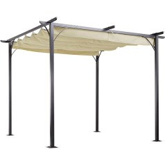 Outsunny Pergola Gazebo 3 x 3 m Patio Canopy with Sliding Roof Garden Aluminium Beige