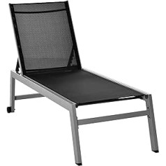 Outsunny sauļošanās krēsls dārza zviļņi 5 soļu atzveltne alumīnija melns 202 x 65 x 43 cm