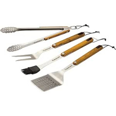 Cuisinart CGS-1100 (Spatula, Locking Tongs, Fork, Pastry Brush) 4 Piece Grill Tool Set, Ash Wood Handle