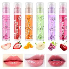 AOOWU Glitter Lip Gloss, Colourless Roll On Lip Glow Oil, Transparent, 6 Sticks Fruity Moisturising Lip Oil, Lip Gloss for Long-Lasting Glossy Nourishing Lips (Pack of 6)