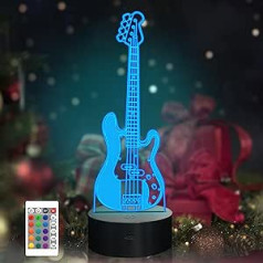 Guitar Gift, Bass Guitar Musical Instruments Illusion Night Light Festival Birthday Children Gift Nursery Bedroom Desk Table Decoration for Boys Children Music Lovers