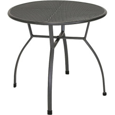 greemotion Tulūzas apaļais dārza galds, diametrs apm. 80 cm, viegli kopjams galds no tērauda ar plastmasas pārklājumu, ēdamgalds ar līmeņa regulēšanu, dzelzs pelēks