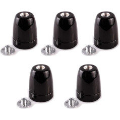 5x Porcelain Socket E27 Lamp Holder Black Base