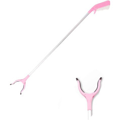 KINGEE 83 cm Aluminium Grabber Pickup Tool, Rubbish Tongs, Hand Gripper Grab Arm as Helping Hand with Magnet for Rubbish / Rubbish, Garden Grabber, Pink