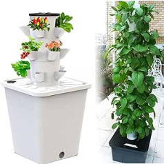 Hydroponik-Turm, Garten-Hydrokultur Wachsendes System, Aeroponik-Anzuchtset für Kräuter, Früchte und Gemüse, mit Feuchtigkeitspumpe, Adapter, Netztöpfe, Timer