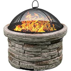 Centurion atbalsta Fireology Samui Majestic Garden Patio Heater Fire Pit un BBQ ar eko akmens apdari, bēšs