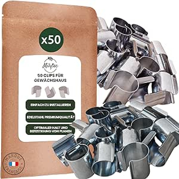 50pcs Greenhouse Clips Diameter 25mm x 30mm Stainless Steel Metal Greenhouse Tarpaulin Garden Tunnel Seeding Plant Protection Wind Storm