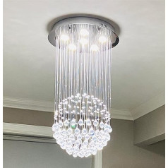 A1A9 Modern Crystal Chandelier Lighting, Clear K9 Crystal Raindrop Ceiling Light, Luxurious Ball Flush-Mounted Lights, Size: D45 cm, H80 cm