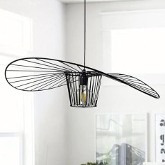 bamyum Genova Lampe Vertigo 100% Metāla piekaramā lampa 70 cm Abažūrs bez poliuretāna bez stikla šķiedras, moderna Vertigo piekaramā gaisma, melna E27, vintage cepures piekaramā gaisma, viesistabas lampa