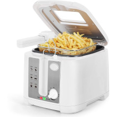 Aigostar Fryer, 1800 Watt, 2.5 L, with Viewing Window, Temperature Control, Indicator Light, BPA-Free, White, 2.5L, 01-white