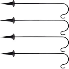 BESPORTBLE Shepherd Hook Garden Shepherd Iron Art melns 4gab Dārza stieņa āķis Metāls putnu būriem Ziedu grozi Laternas Dārza Gaismas Vēja zvans Putnu barotājs Saules gaismas