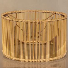 1PZTSTYLE Lampshade Rattan Bamboo Lampshade, Medium Round/Drum Lampshade for Table Lamp, Wall Light, Bedside Lamp and Floor Lamp, Natural Willow Handmade