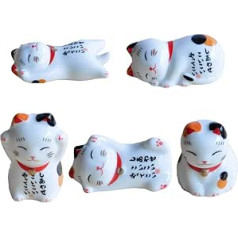 Exceart 5pcs Ceramic Chopstick Holder Spoon Stand Lucky Cat Fork Holder Chopsticks Cutlery Stand