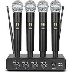 Depusheng R4 Wireless Microphone UHF Professional Dynamic Wireless Wireless 4 Channel Handheld Microphone, Home KTV Set for Karaoke Party