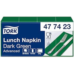 Tork 477423 dunkelgrüne Lunchservietten 1/8 gefaltet / 2-lagige, vorgefaltete Papierservietten für Snacks & kleine Gerichte / Advanced Qualität / 10 x 200 (2000) Servietten / 32,6 x 3 cm (B x 3)