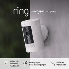 Ring Außenkamera Akku (Stick Up Cam Battery) | Pārskatāmā kamera ar 1080p-HD-Video, WLAN, Witterungsbeständig, geeignet für dein Haus & Grundstück | Alexa saderīga Sicherheitskamera