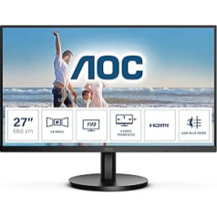 AOC 27B3HM — 27 collu Full HD monitors, adaptīvā sinhronizācija (1920 x 1080, 75 Hz, VGA, HDMI 1.4) melns