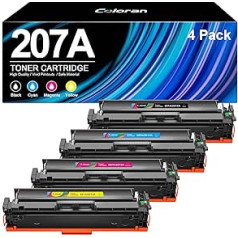 207A Multipack Toner (with Chip), Compatible Toner Cartridge for HP 207A Color Laserjet Pro MFP M283fdw M255dw M282nw M283fdn M255nw W2210A W2211A W2212A W2213A Toner Black Cyan Yellow Magenta 4-Pack