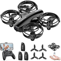 Tomzon Children's Drone with Camera, 1080P HD Beginner Drone Under 100 g for Indoor, 3 Batteries Long Flight Time, Propeller Protection, Altitude Hold, Throwing Go, 3D Flip, Rotation Gift Boys Girls