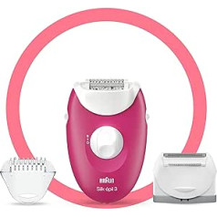 Braun Silk-épil 3 Beauty-Set, Epilierer Damen für Haarentfernung, Aufsätze für Rasierer, Trimmer und Massage für Körper, Geschenk Frau, 3-410, химпиво (малина)