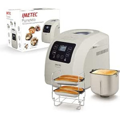 Imetec PaneMio Brotmaschine, Hefe- und Backkneter, 12 Programme, Laibkorb, Sandwichzubehör, 3 Bräunungsstufen, programmierbarer Start, 550 W, Weiß