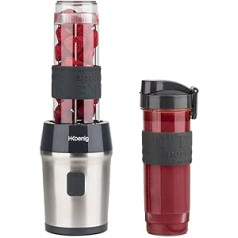 H.Koenig Smoothie Maker SMOO9 - Mini statīvs mikseris - Mini blenderis - 300 vati - 570 ml - nerūsējošais tērauds - 2 plastmasas cilpiņas - nesatur BPA, pelēks