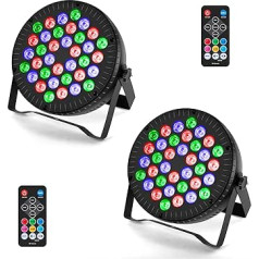 Katomi 2 x 36 W DMX512 PAR Light: RGB LED Spotlight Party Decoration for DJ Stage Events - 36 LEDs with 7 Light Modes as Party Light Disco Light for Festival Show