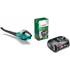 Bosch ALB 18 LI Battery Leaf Blower (18 V, 1.8 kg, 210 km/h Air Speed) Black/Green & 18 Volt Replacement Battery (2.5 Ah, Compatible with All Devices of the Green Bosch Home & Garden 18 Volt System)