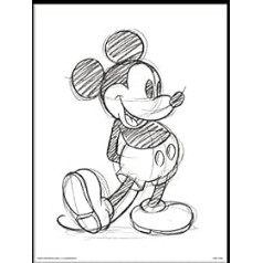 Pyramid International Mickey Mouse (Sketched-Single) 30x40 cm gerahmter Druck, 250GSM PAPERWRAP MDF, Mehrfarbig, 44 x 33 x 4 cm