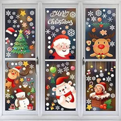 XiaZhiZhen Christmas Window Stickers, 9 Sheets Christmas Window Decoration Stickers, Snowflakes, Window Stickers, PVC Double Sided Staic Stickers for Christmas, Window Decorations