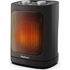 Pro Breeze 1800 W mini keramikas ventilatora sildītājs ar diviem jaudas līmeņiem, automātisku svārstību un aukstuma līmeni vannas istabai, viesistabai, birojam, iekšpagalmam — melns