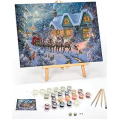 Ledgebay Paint by Numbers for Adults with Brush Set (Christmas Magic) - Paint-By-Numbers Adult Painting Set with Frame, 40 x 50 cm Canvas & Canvas - Painting Hobbies for Adults and Beginners