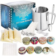 Cayway Candle Making DIY Kit DIY Candles Craft Tools with Candle Tins, Beeswax, Candle Making Pouring Pot and Spoon, Candle Wicks, Wicks Stickers
