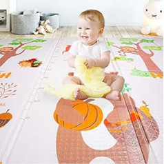 Bērnu rotaļu paklājiņš rāpojošs paklājiņš 150 x 200 x 1 cm XL rotaļu paklājiņš salokāms, neslīdošs, viegli tīrāms, grozāms ūdensnecaurlaidīgs grīdas paklājiņš bērnu paklājiņš