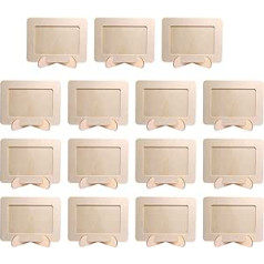 15 Pieces Unfinished Solid Wood Picture Frames for Crafts, DIY Wooden Picture Frame, Kids Picture Frame Craft Sets, Creativity Photo Frames for Kids Birthday Gifts (19 cm x 14 cm)