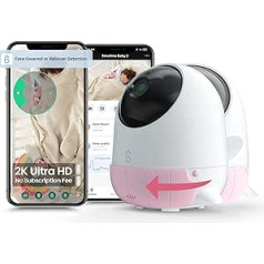 Simshine Baby Monitor with Camera and Night Vision, Temperature n Face Covered Warnings 2K UHD, Ai Gear on Sleep Tracking Cry-Soothing Lullaby Breathing Two-Way Conversation