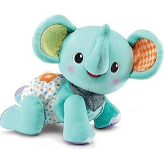 VTech Crawl with Me Elephant, Juguete de música para bebé para juegos sensoriales, juguetes educativos con números y colores, juguete interactivo para bebés para niños y niñas de 9 meses +