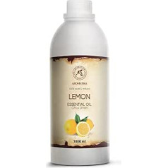 Citronu eļļa 1000 ml - Dabīga tīra ēteriskā eļļa Citrons fiziskai un garīgai lietošanai - Citrusaugļu laima - Eļļas dabiskajai kosmētikai un aromterapijai - Citronu eļļa istabas aromātam