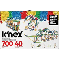 K'Nex 80209 Mega Models celtniecības komplekts, 3D izglītojošas rotaļlietas bērniem, 700 gabalu kātu mācību komplekts, Inženierzinātnes bērniem, krāsaina 40 modeļu celtniecības rotaļlieta bērniem no 7 gadu vecuma