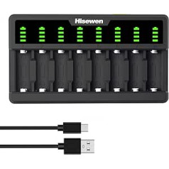 Battery Charger for CR123A Rechargeable Lithium Battery, 8 Bays CR123a Charger Compatible with Arlo Cameras VMC3030 VMK3200 VMS3330 3430 3530 and Torch (Battery Not Included)