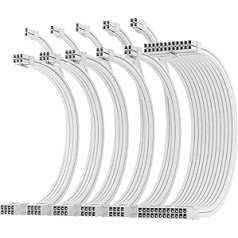 Asiahorse 16AWG kabeļu komplekts ar piedurknēm personālajam datoram/GPU/CPU, barošanas bloka kabeļa pagarinātājs, datora barošanas avota pagarinājuma kabelis ar kabeļu ķemmēm, 24 PIN/(6+2) PIN/(4+4) PIN kabeļa pārvaldība, 30 cm, pilnībā b