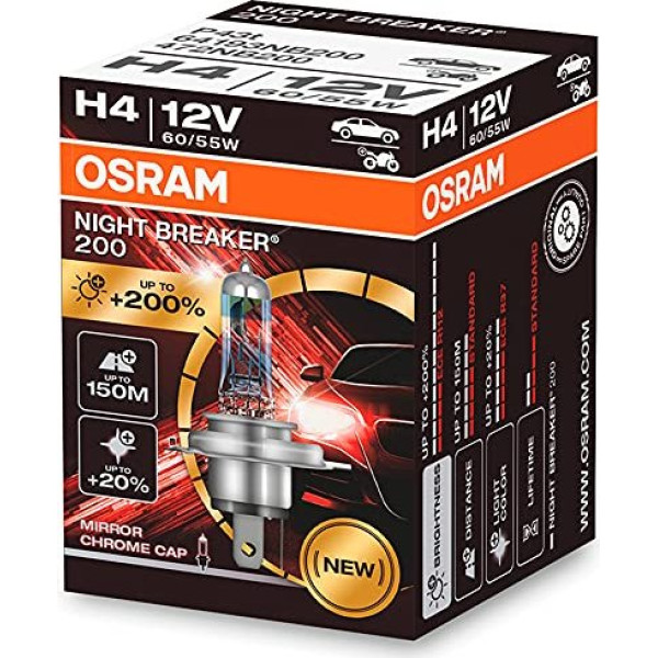 Osram H4 halogēna spuldze 12v 60/55w p43t nakts slēdža 200 /1 gab./