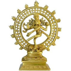 indischerbasar.de Figur Šiva Nataraja Messing Höhe 21cm Kupfer Gelb Skulptur Figur Hinduisms Buddhism Kunsthandwerk indiešu