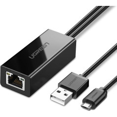 Ārējā LAN micro USB 100Mbps tīkla karte priekš Chromecast 1m melna