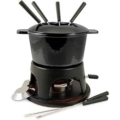 Swissmar F66708 Sierra Fondue Set, 11 Pieces, Cast Iron/Stainless Steel, Metallic Black, 1.6 L, Fondue Set for Meat, Cheese and Chocolate, for 4 People, Gift Set