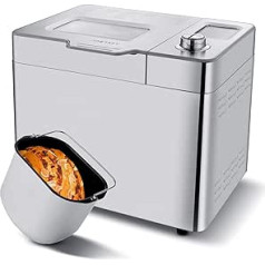 COOCHEER Bread Maker Backmeister Stainless Steel Bread Maker with 3 Baking Colours and 3 Browning Levels, 25 Baking Programmes, 550 W